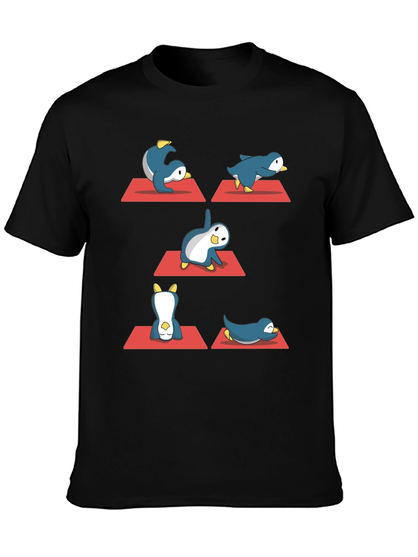 Yoga Penguin Black T-Shirt