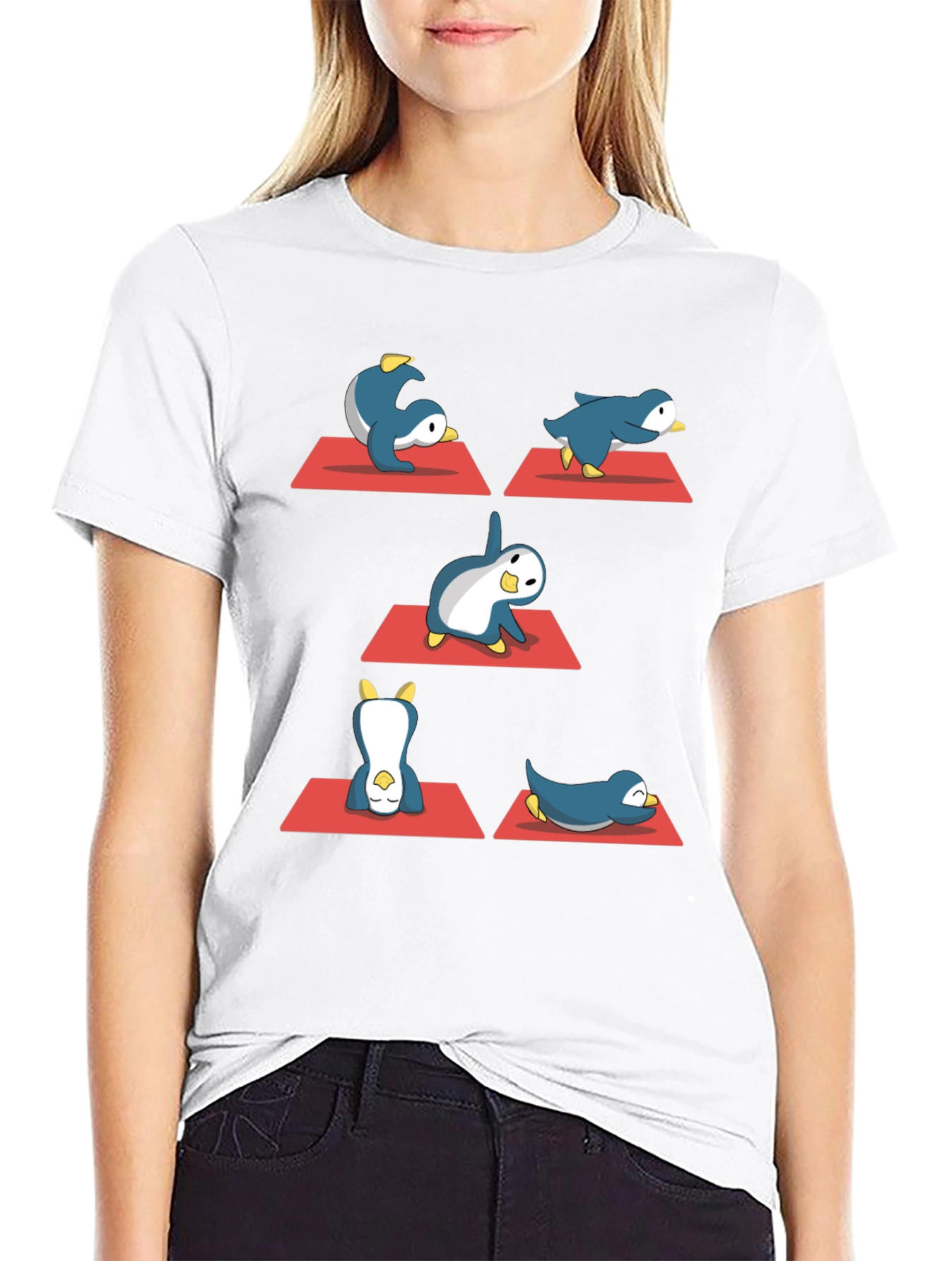 Yoga Penguin Black T-Shirt