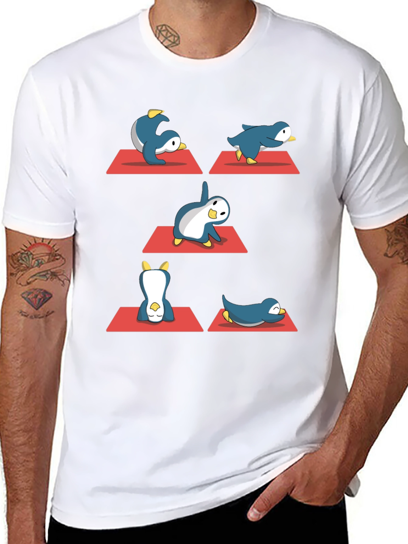 Yoga Penguin Black T-Shirt