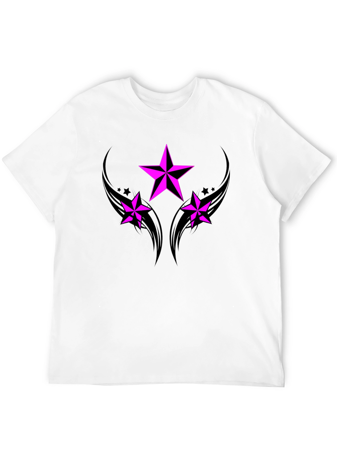 Black T-Shirt with Pink Star Graphic