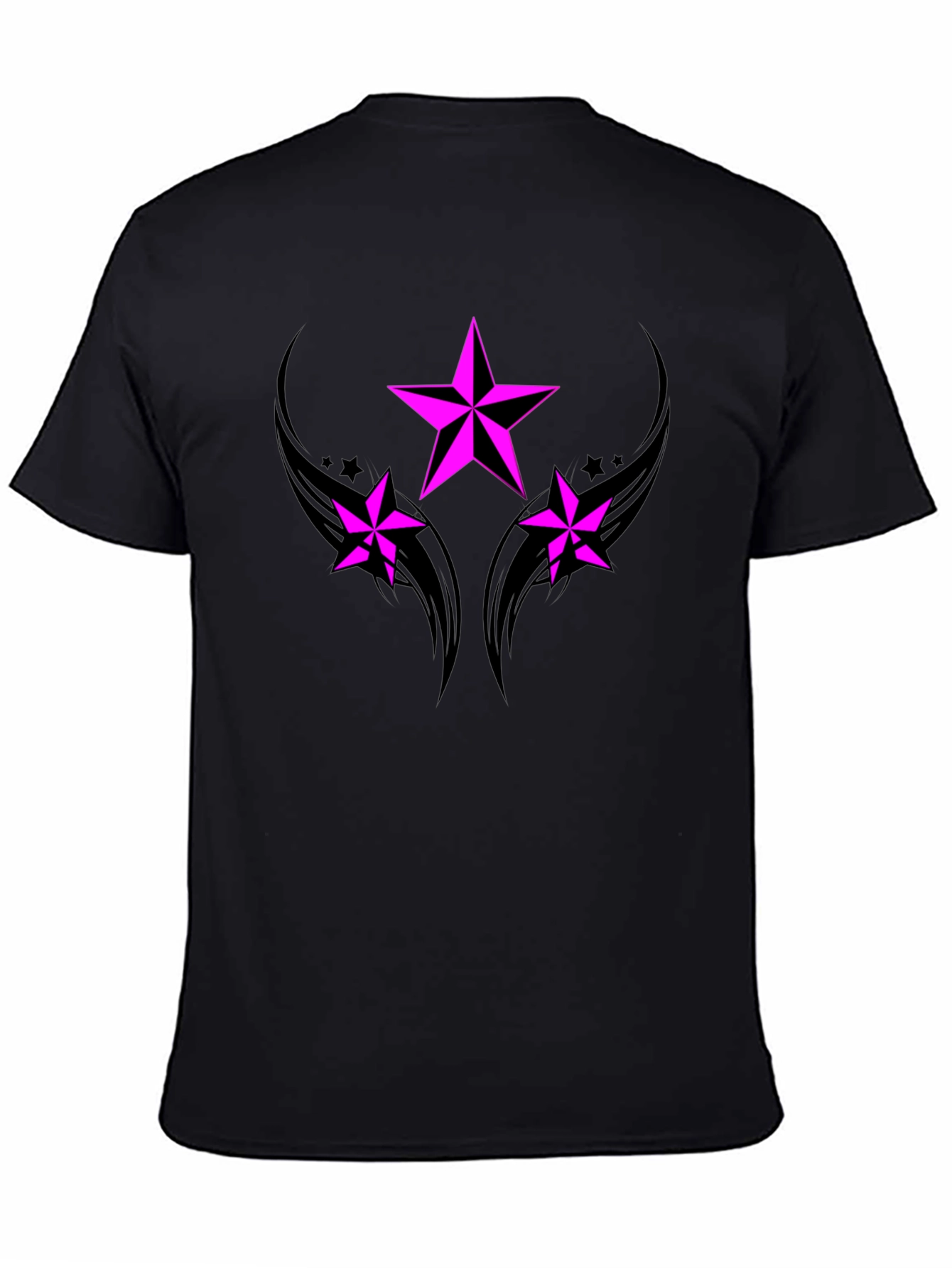 Black T-Shirt with Pink Star Graphic