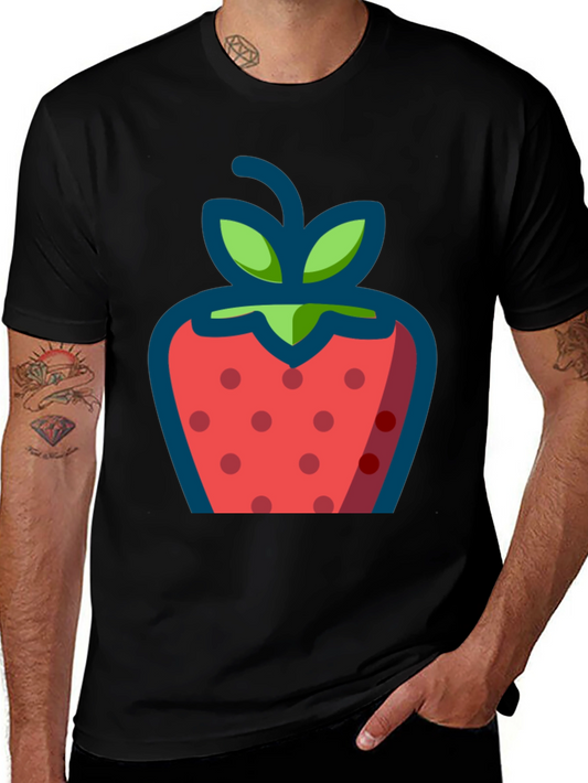 Strawberry Graphic Black T-Shirt - Casual Style