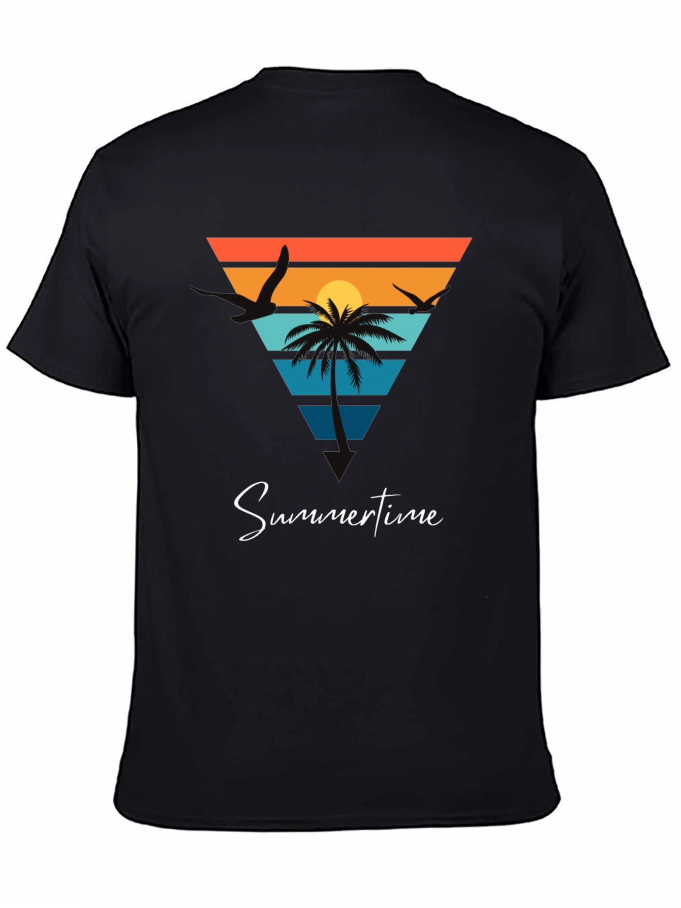 Summertime Beach Scene Graphic Tee - Black