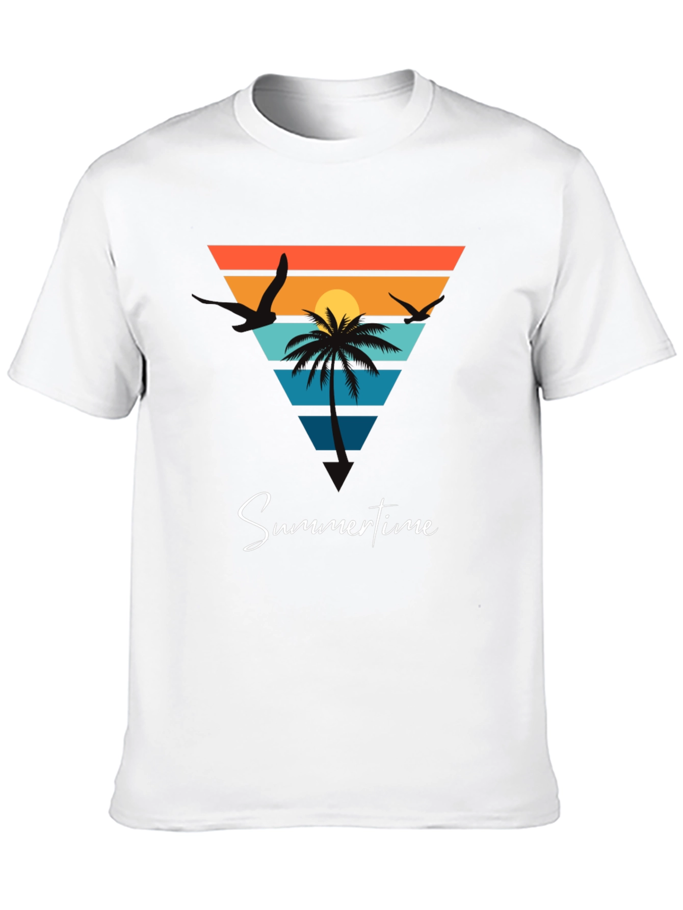 Summertime Beach Scene Graphic Tee - Black