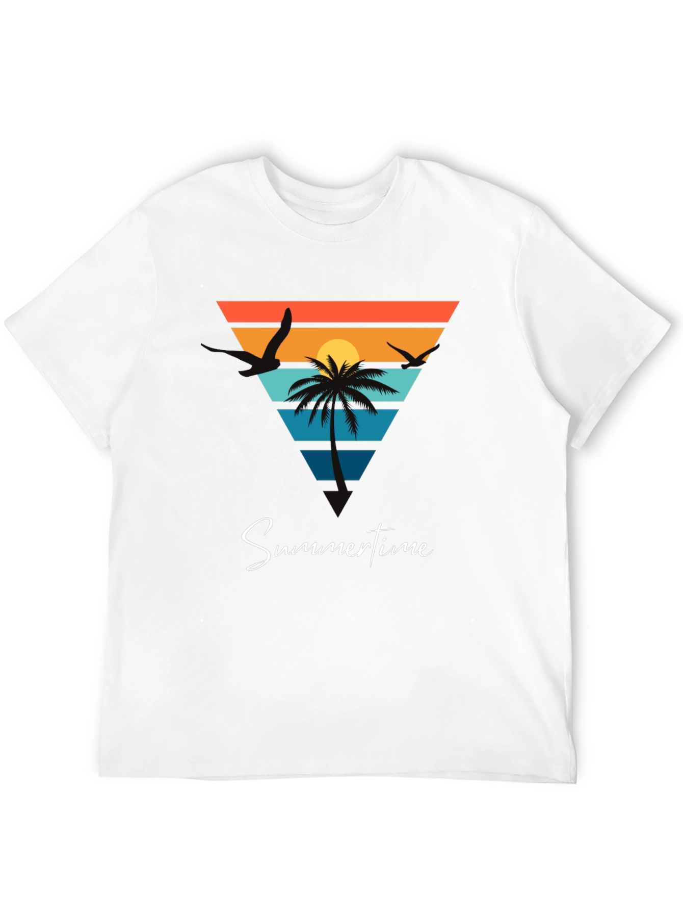 Summertime Beach Scene Graphic Tee - Black