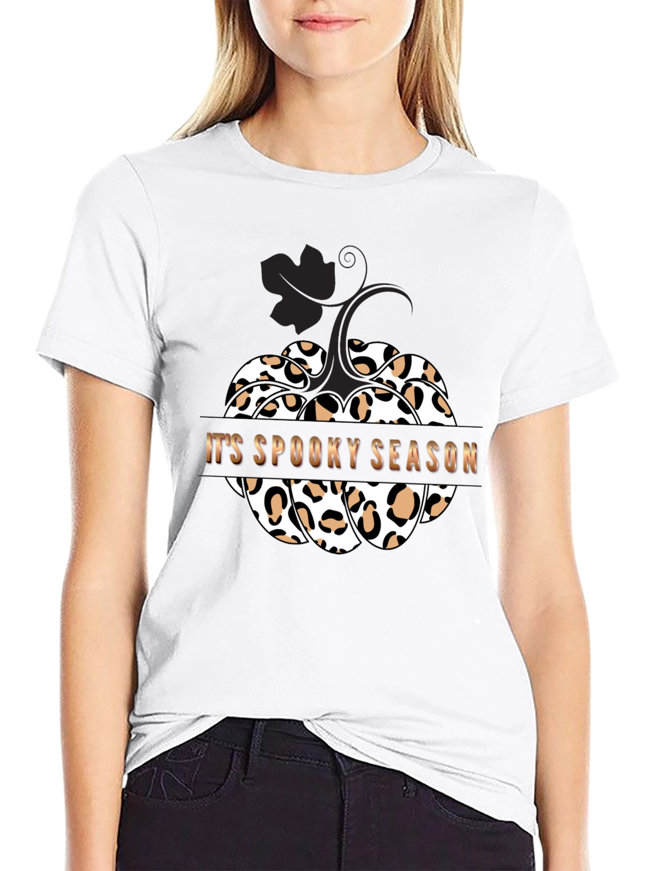 Spooky Season Leopard Print Pumpkin T-Shirt