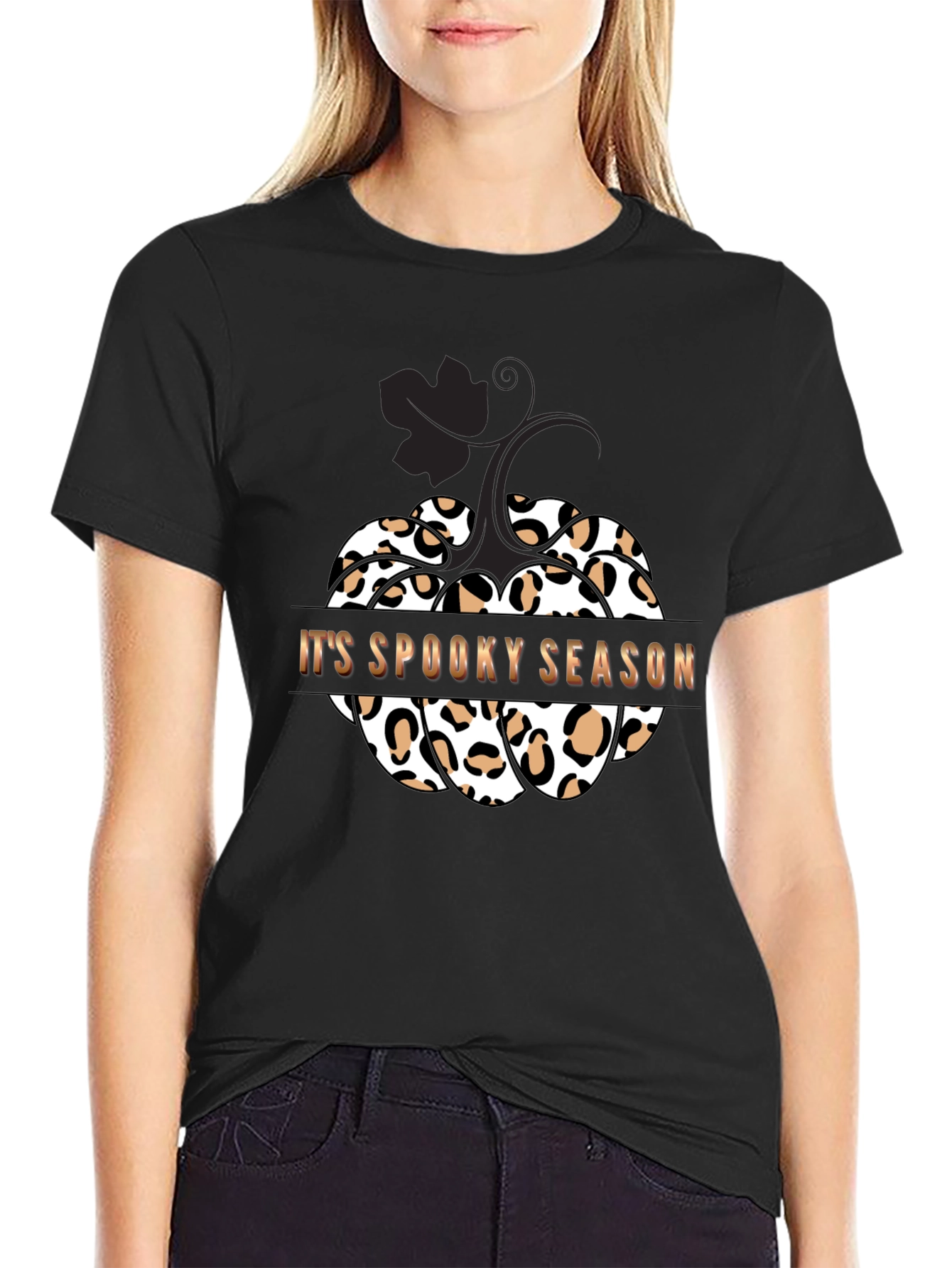 Spooky Season Leopard Print Pumpkin T-Shirt