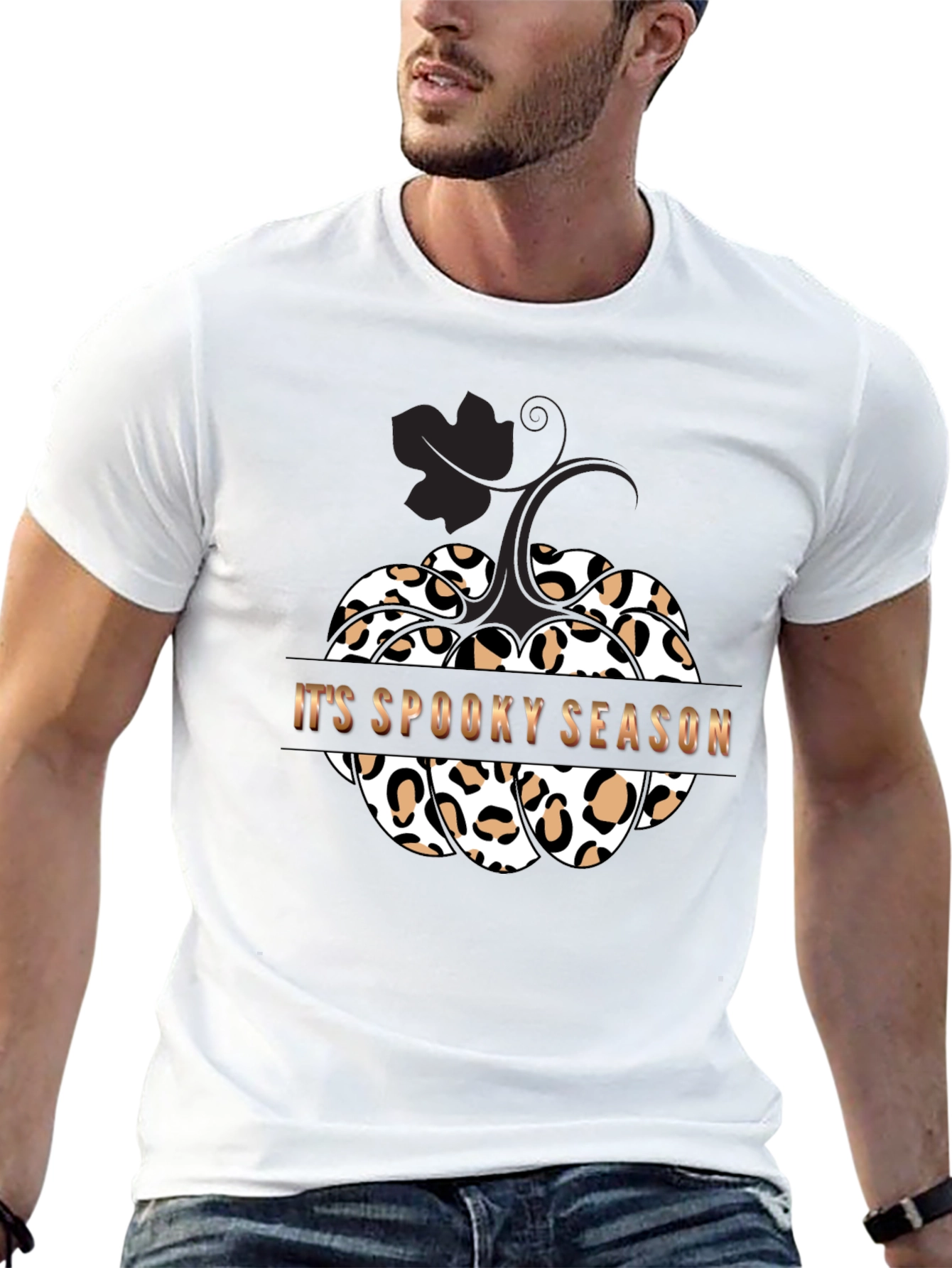 Spooky Season Leopard Print Pumpkin T-Shirt
