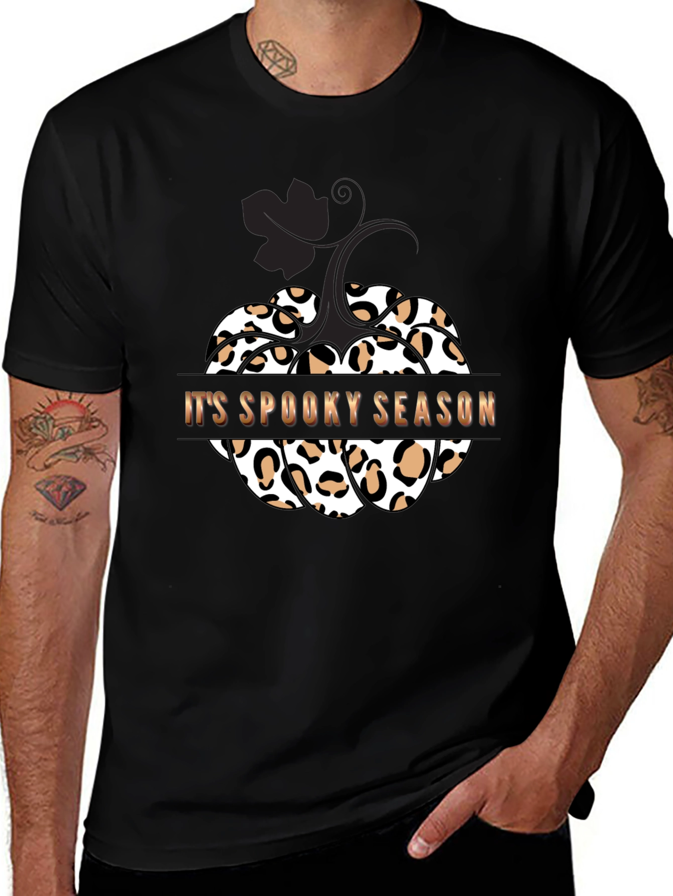 Spooky Season Leopard Print Pumpkin T-Shirt
