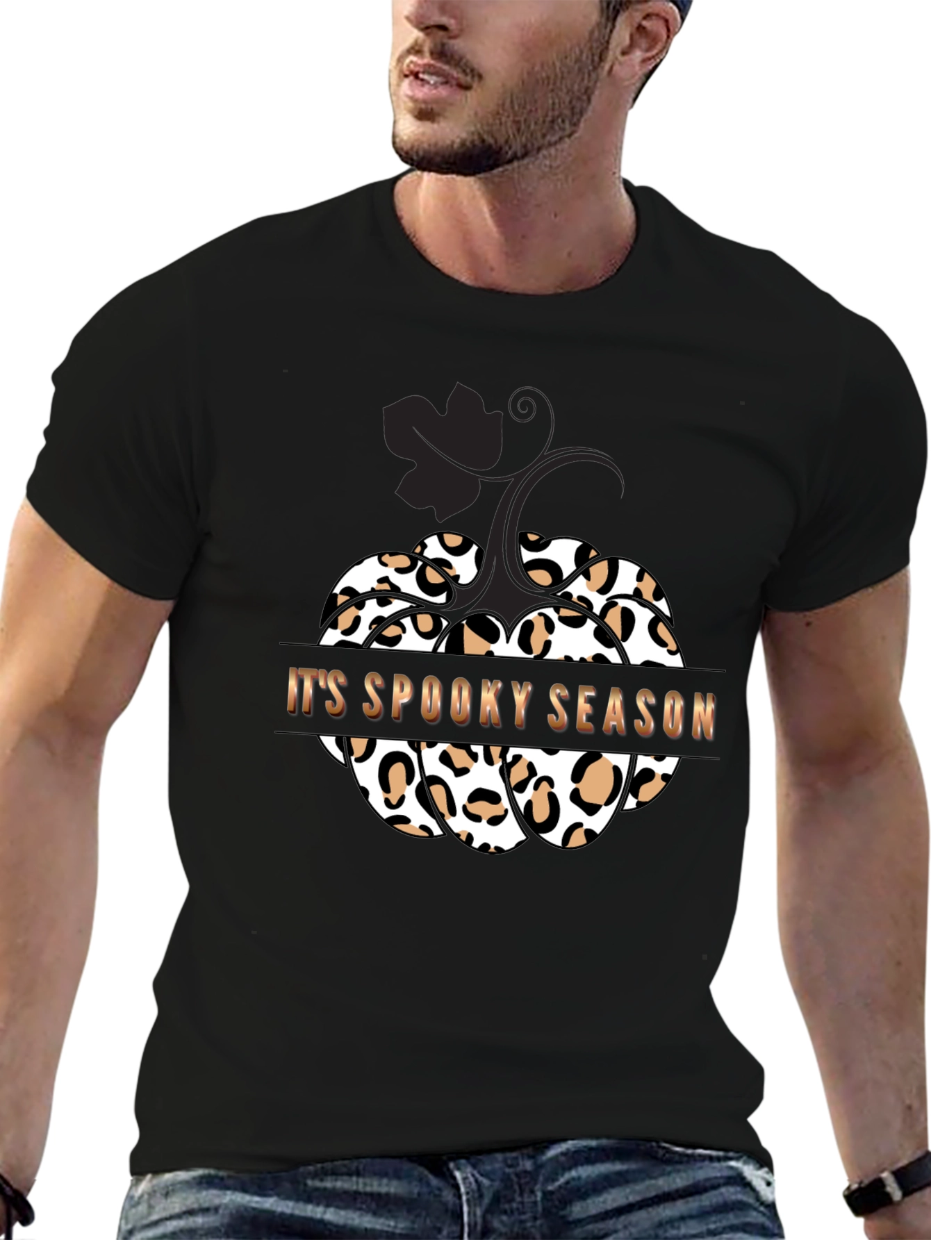 Spooky Season Leopard Print Pumpkin T-Shirt