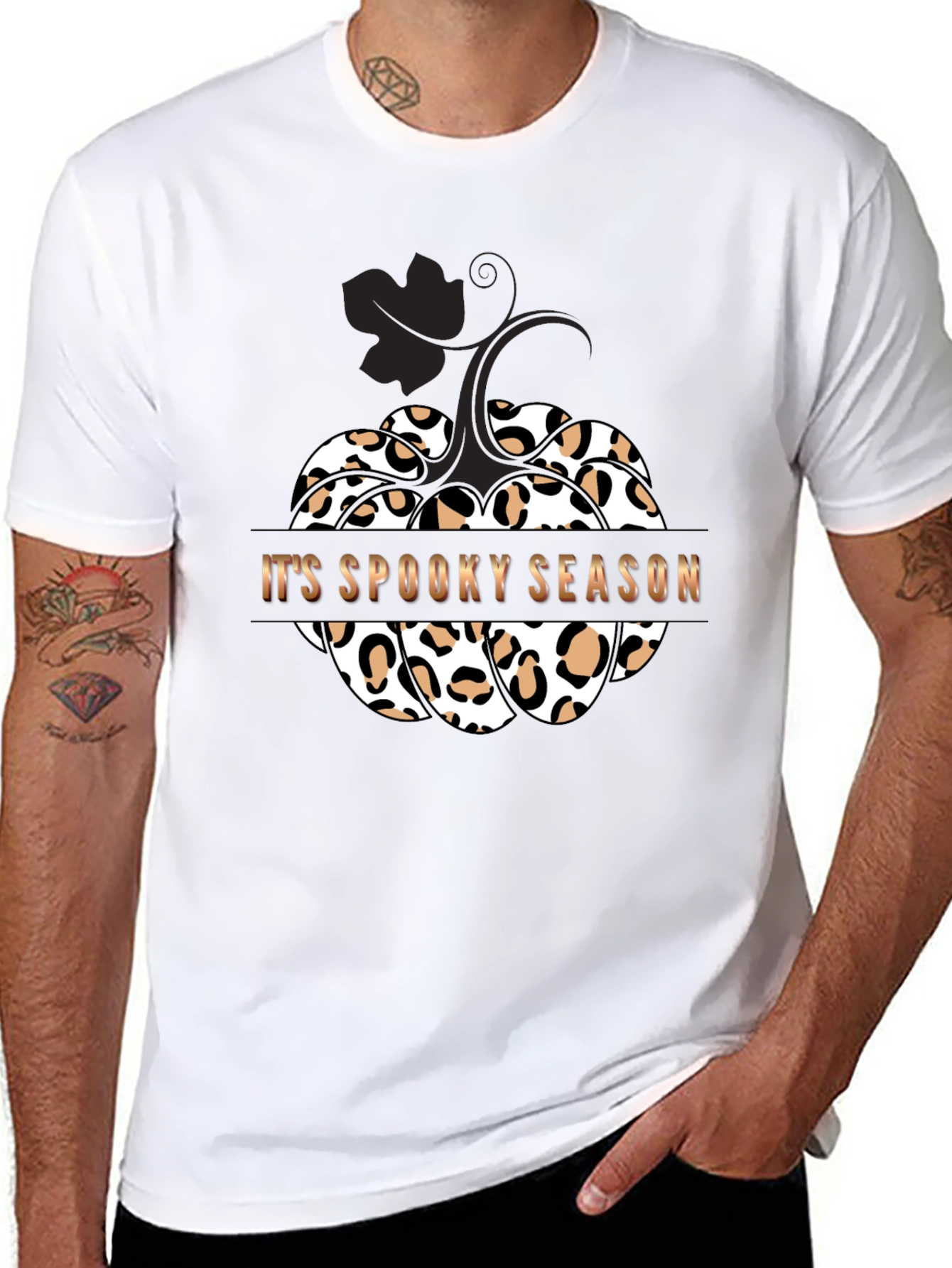 Spooky Season Leopard Print Pumpkin T-Shirt