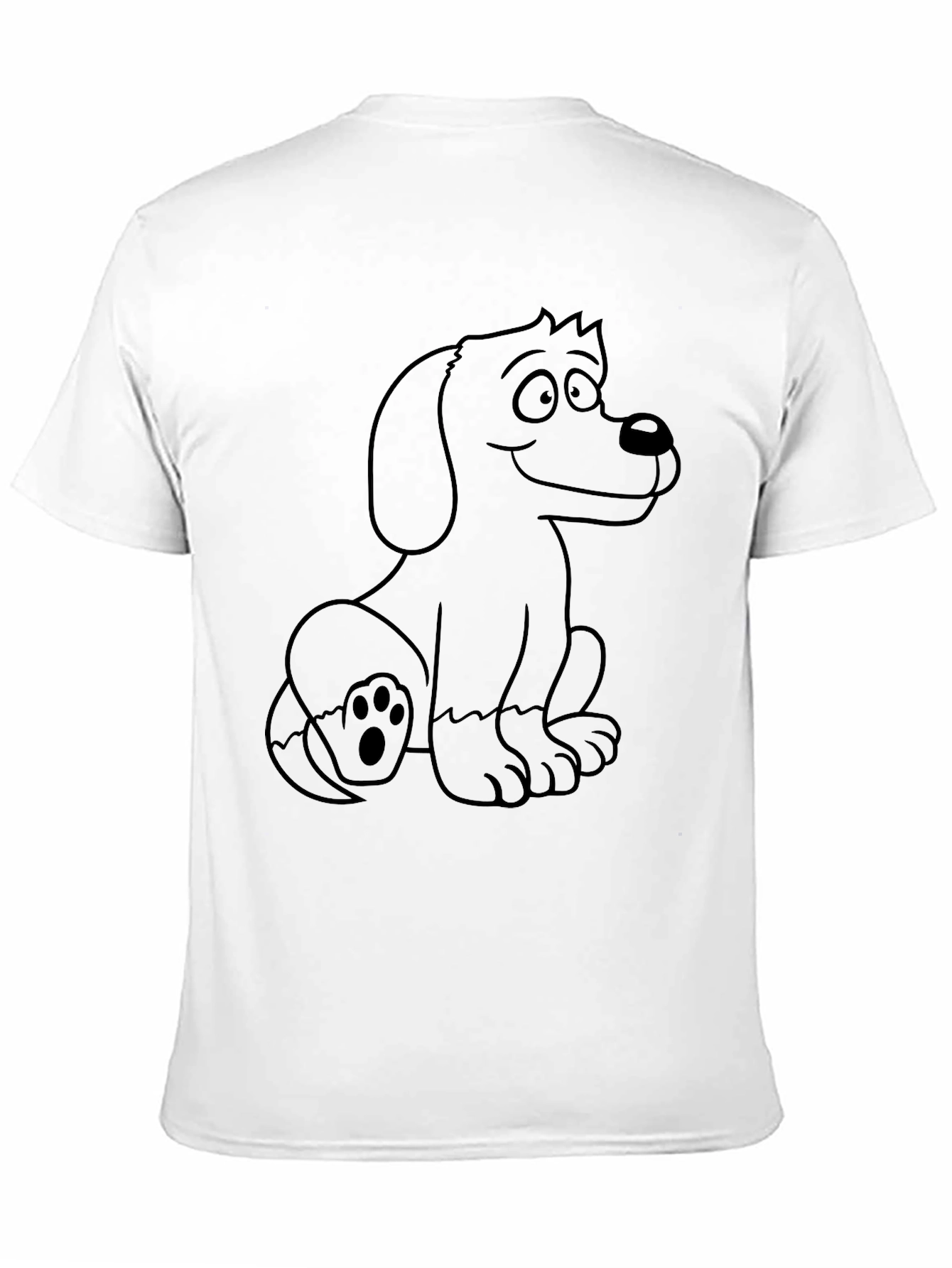 Cute Cartoon Dog Graphic Tee - Black