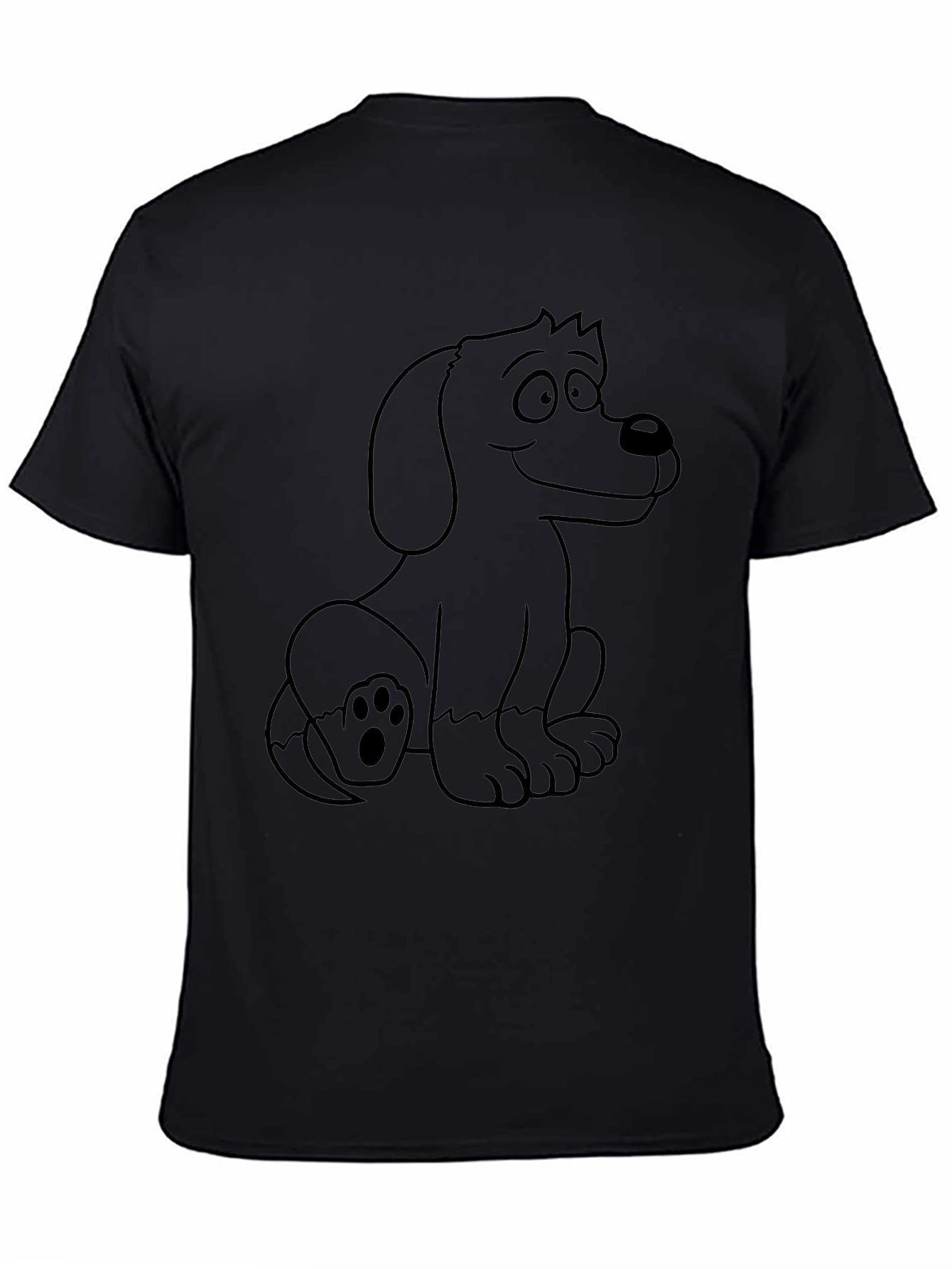 Cute Cartoon Dog Graphic Tee - Black