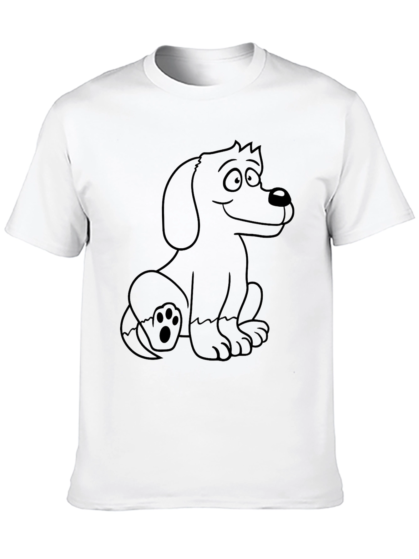 Cute Cartoon Dog Graphic Tee - Black