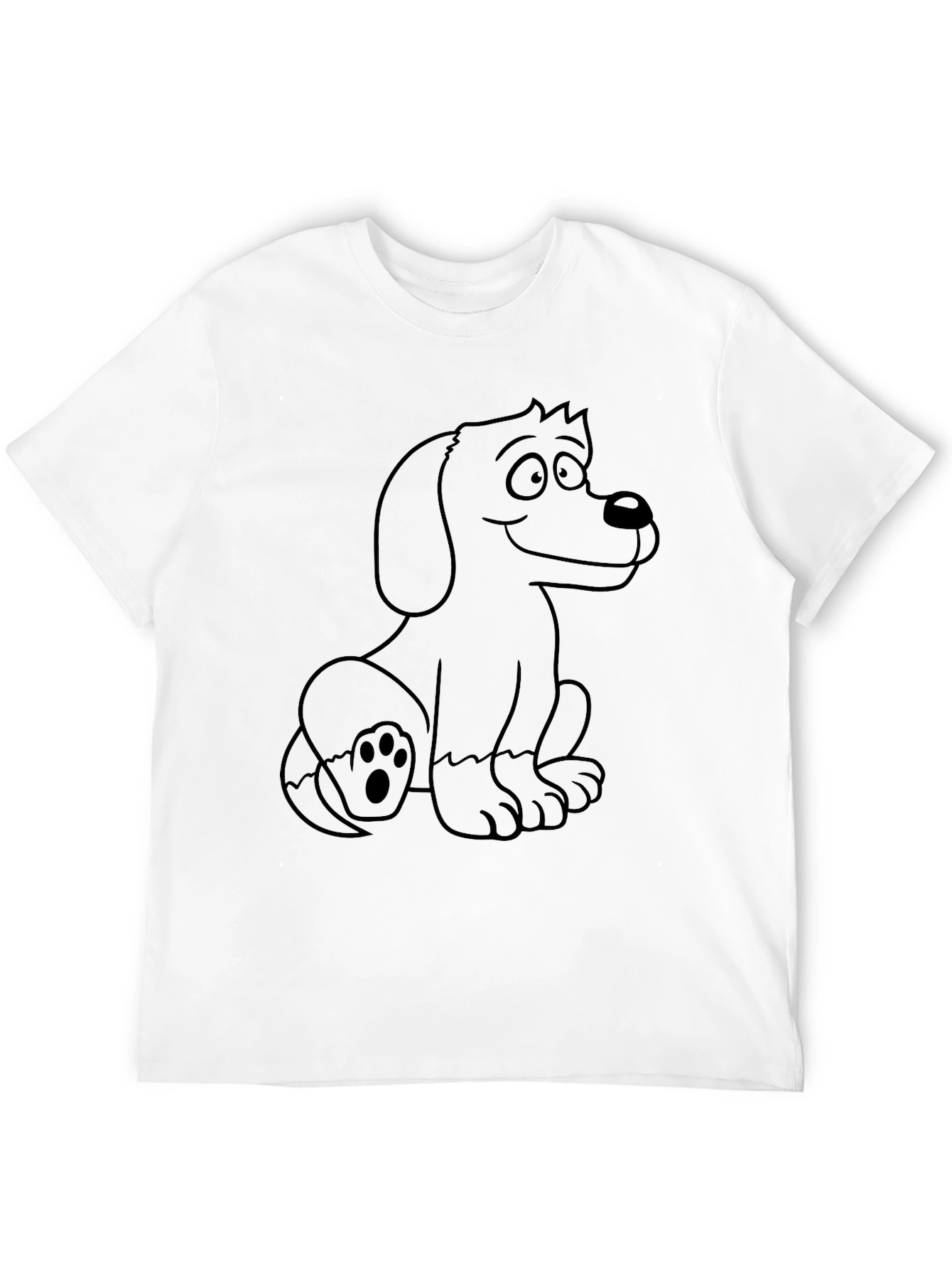 Cute Cartoon Dog Graphic Tee - Black