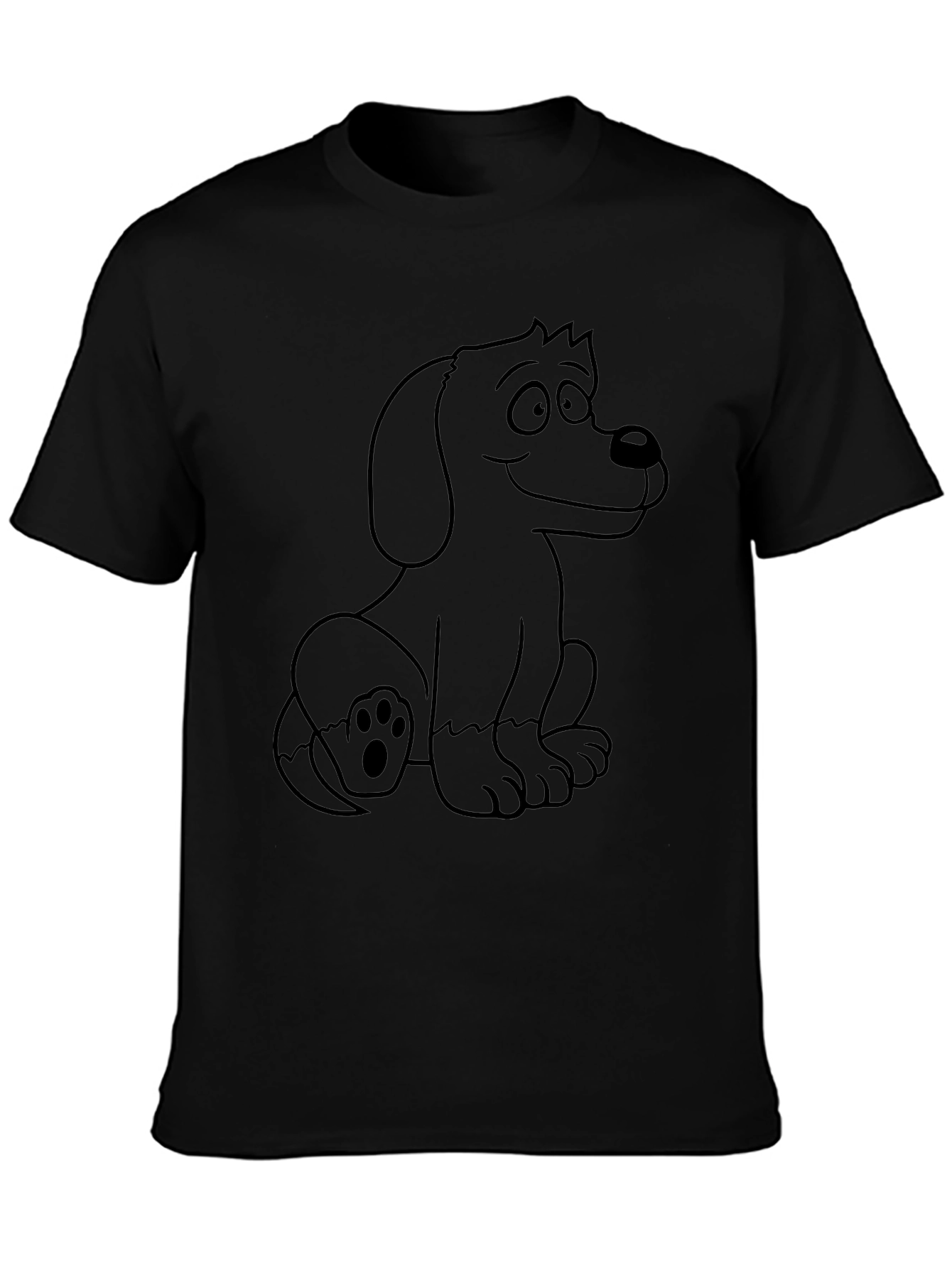 Cute Cartoon Dog Graphic Tee - Black
