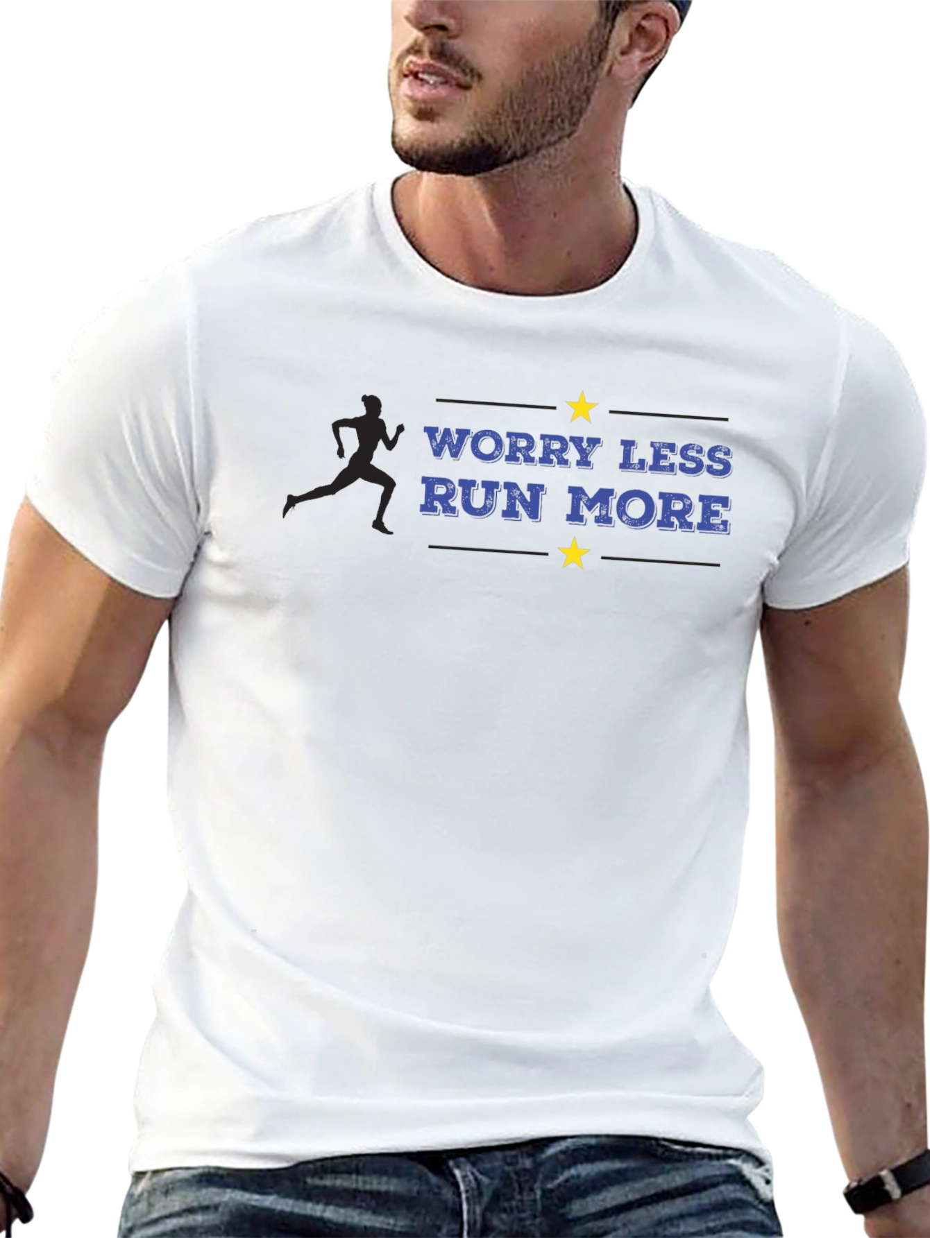 Worry Less Run More T-Shirt - Black