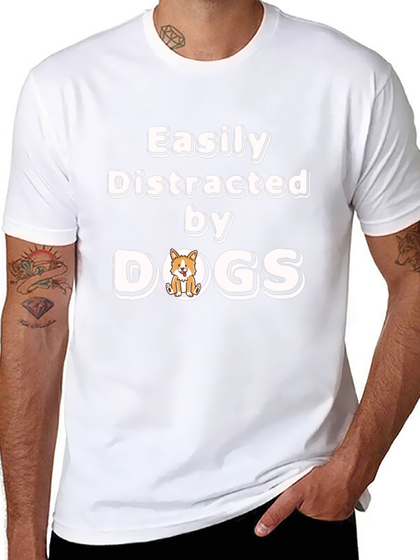 Easily Distracted By Dogs Funny Novelty T-Shirt