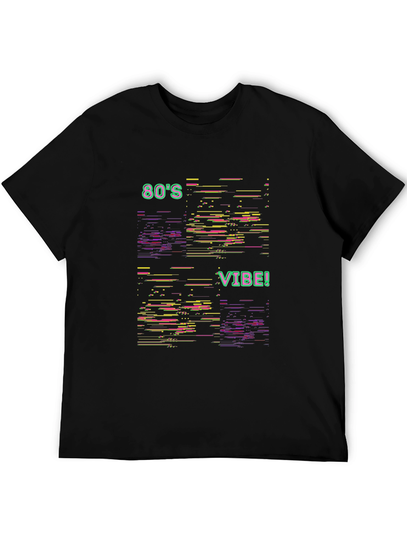 Retro 80s Vibe Graphic Tee - Black