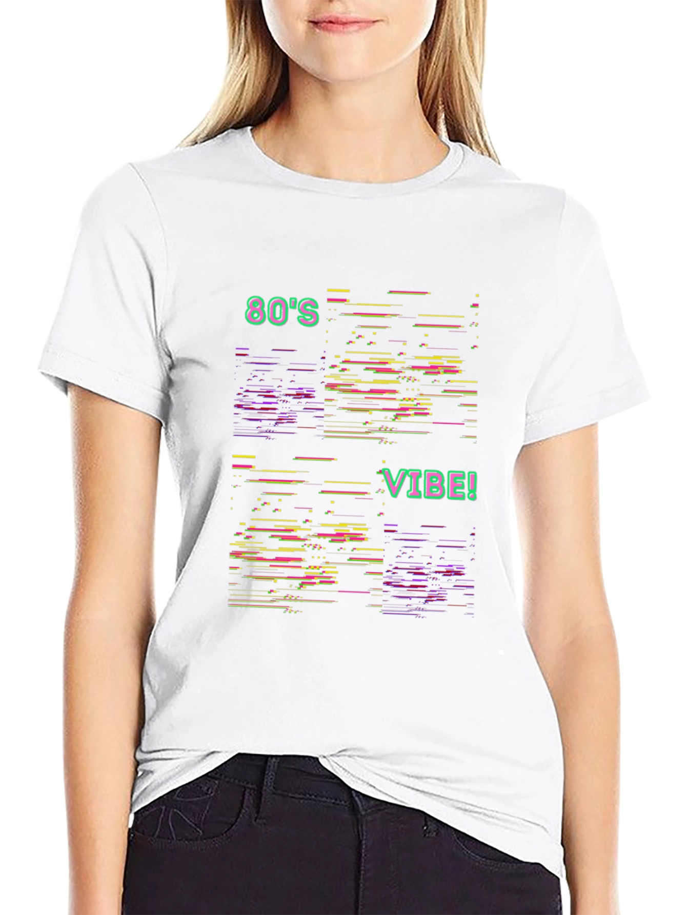 Retro 80s Vibe Graphic Tee - Black