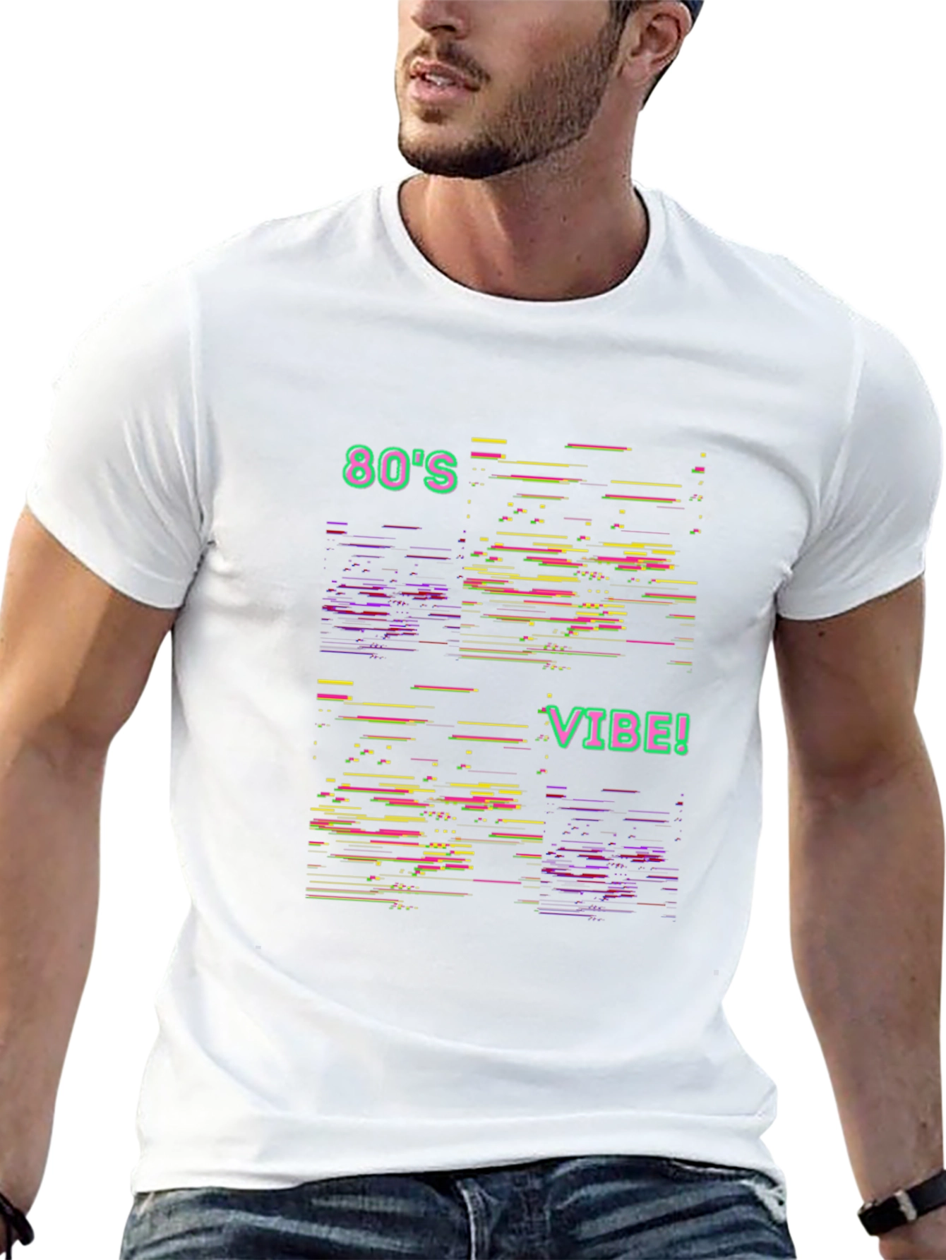 Retro 80s Vibe Graphic Tee - Black