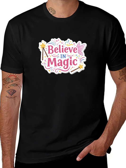 Believe in Magic Graphic Tee - Black Cotton T-Shirt
