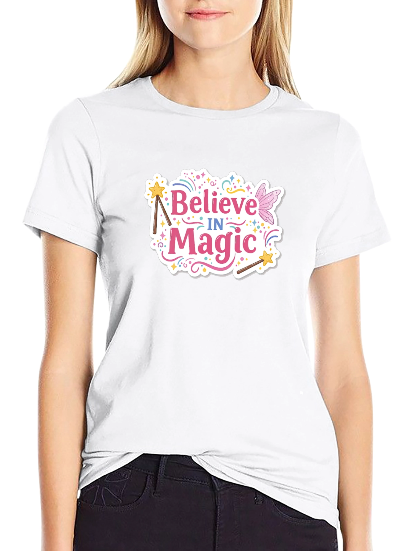 Believe in Magic Graphic Tee - Black Cotton T-Shirt