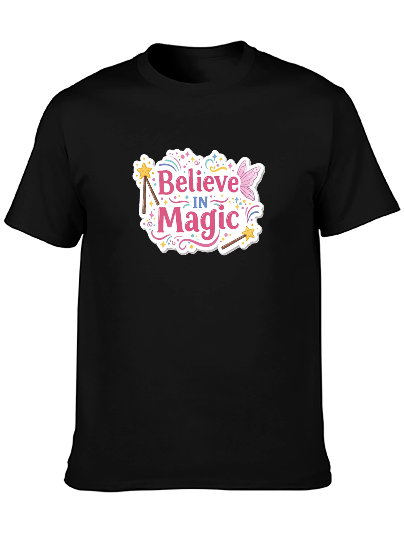 Believe in Magic Graphic Tee - Black Cotton T-Shirt