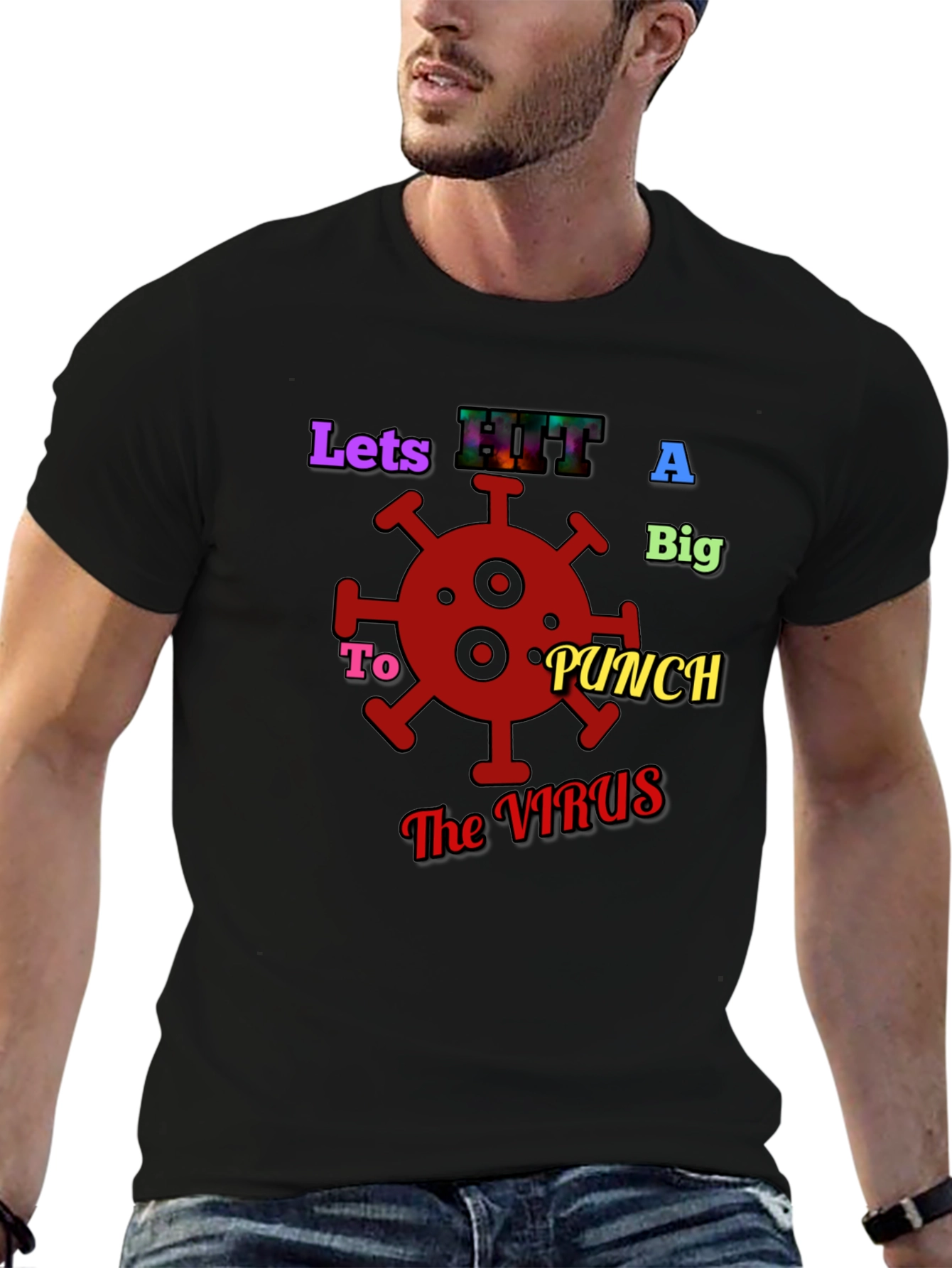 Punch The Virus Black Graphic Tee