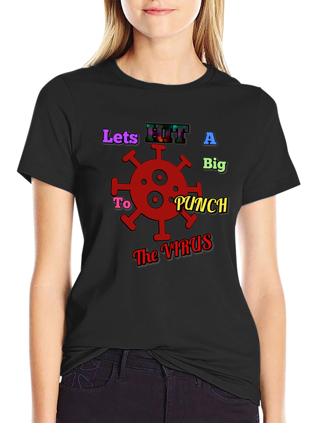 Punch The Virus Black Graphic Tee