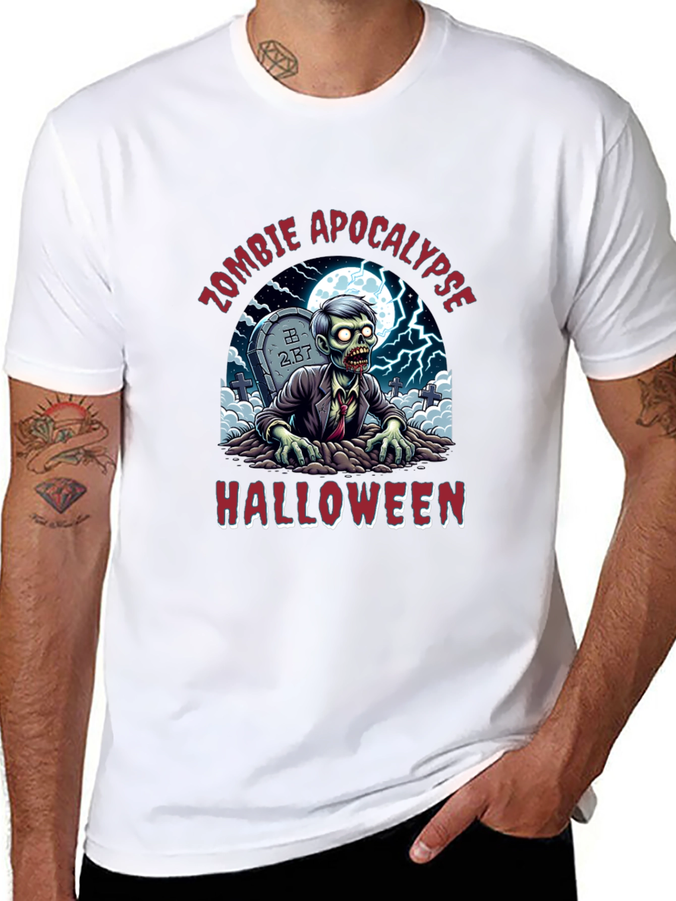 Zombie Apocalypse Halloween Graphic T-Shirt