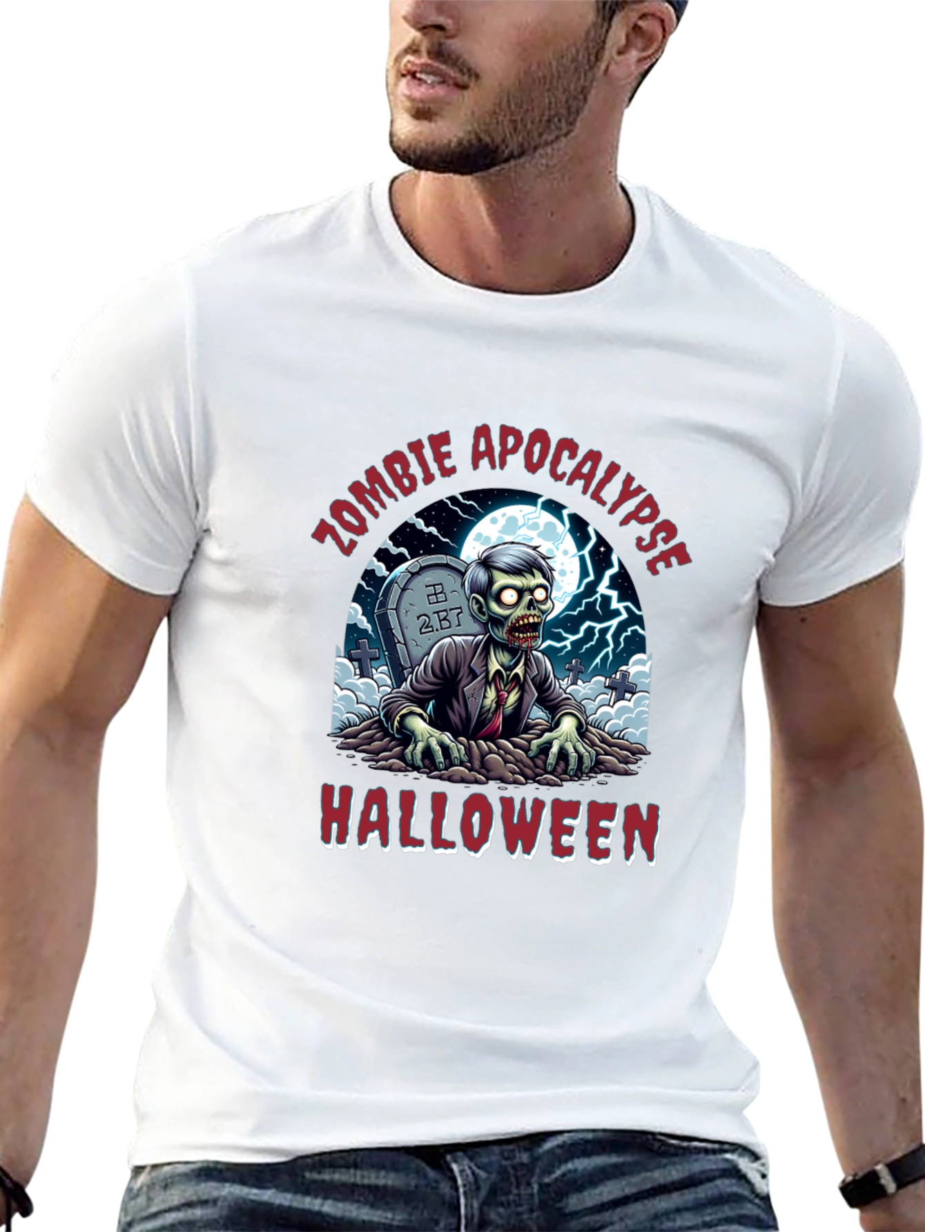 Zombie Apocalypse Halloween Graphic T-Shirt
