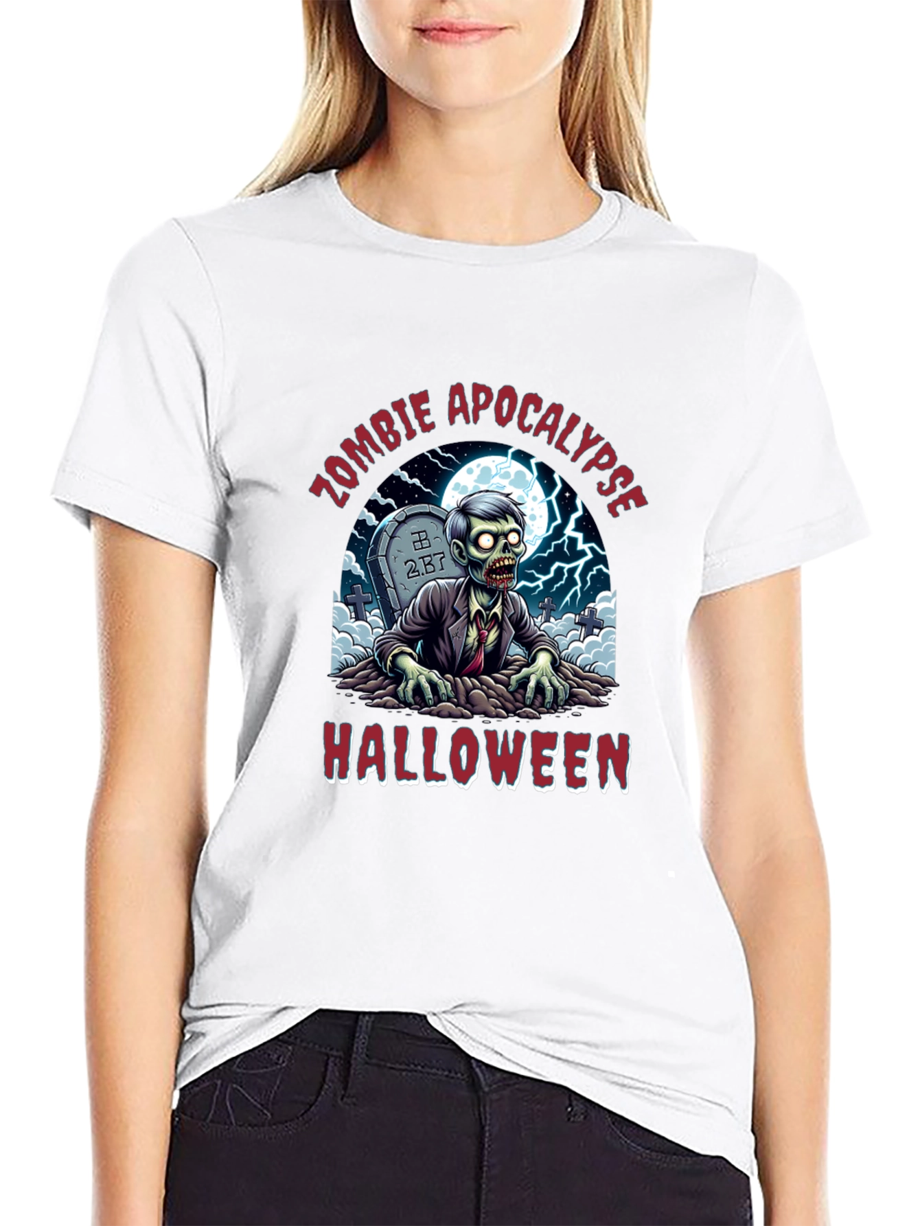 Zombie Apocalypse Halloween Graphic T-Shirt