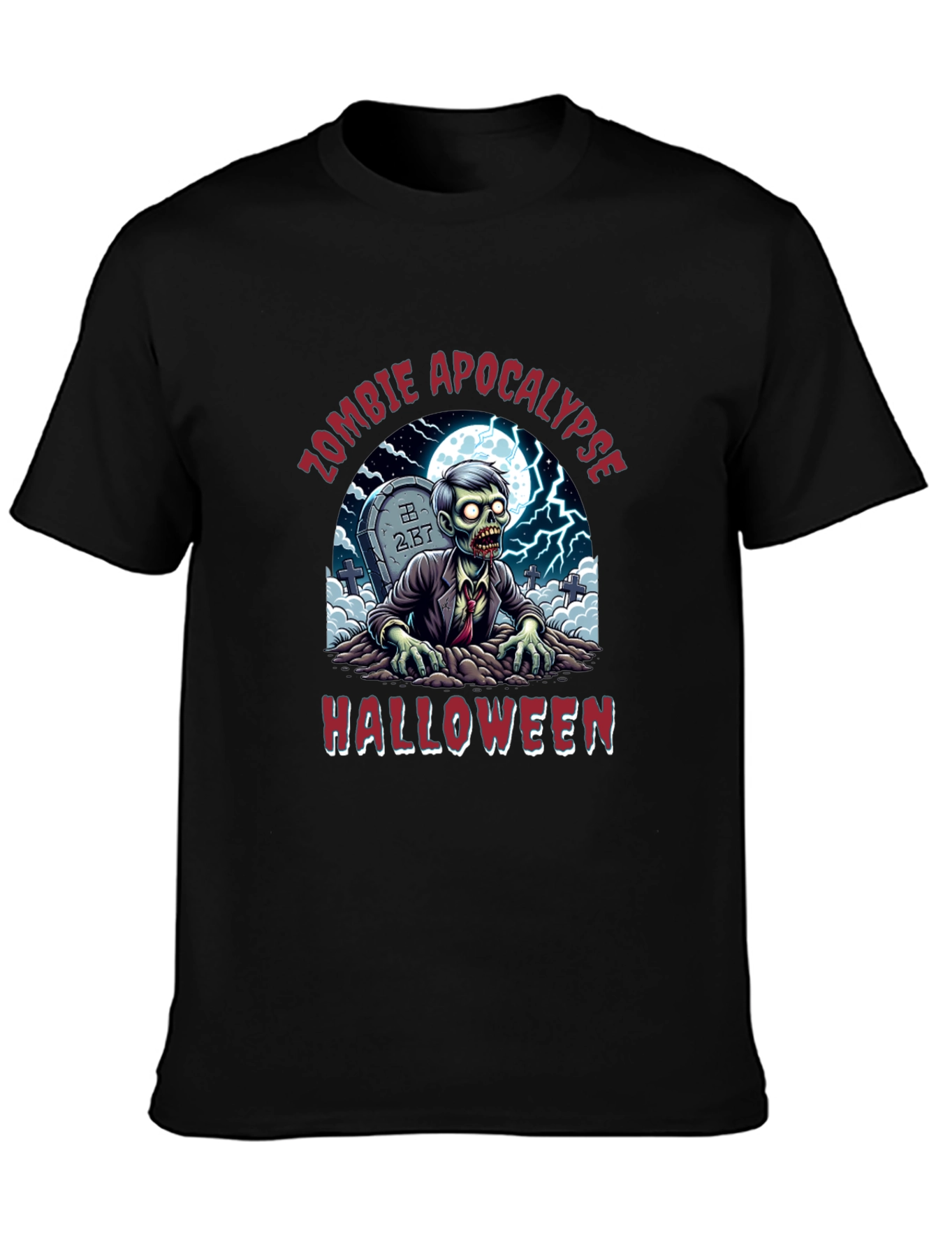 Zombie Apocalypse Halloween Graphic T-Shirt