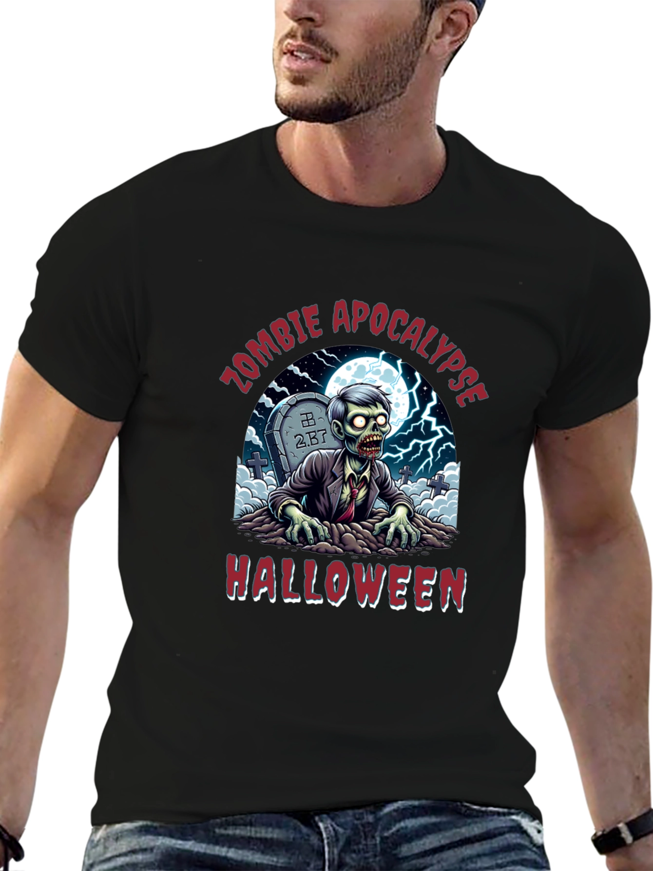 Zombie Apocalypse Halloween Graphic T-Shirt