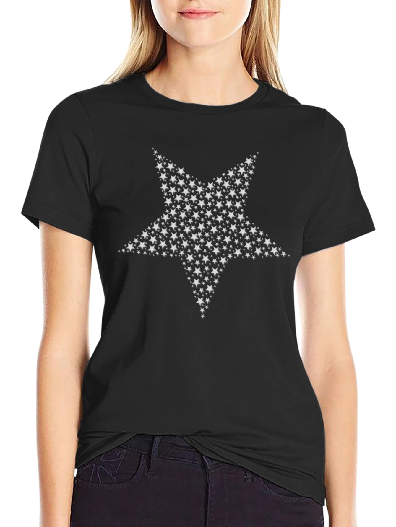 Starry Star T-Shirt - Black Cotton Tee