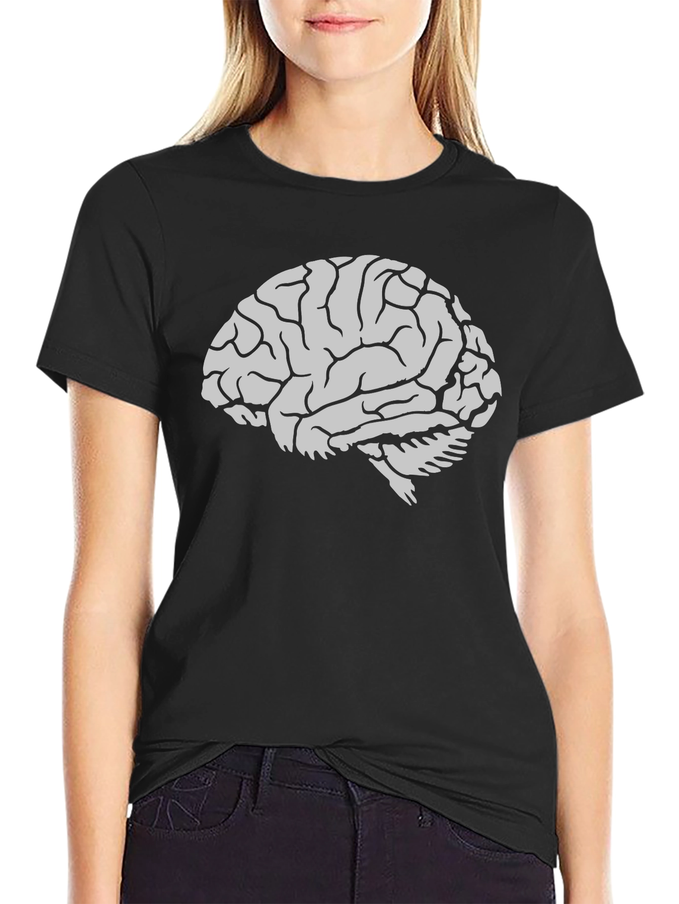 Brain Graphic Tee - Black Cotton Mens T-Shirt