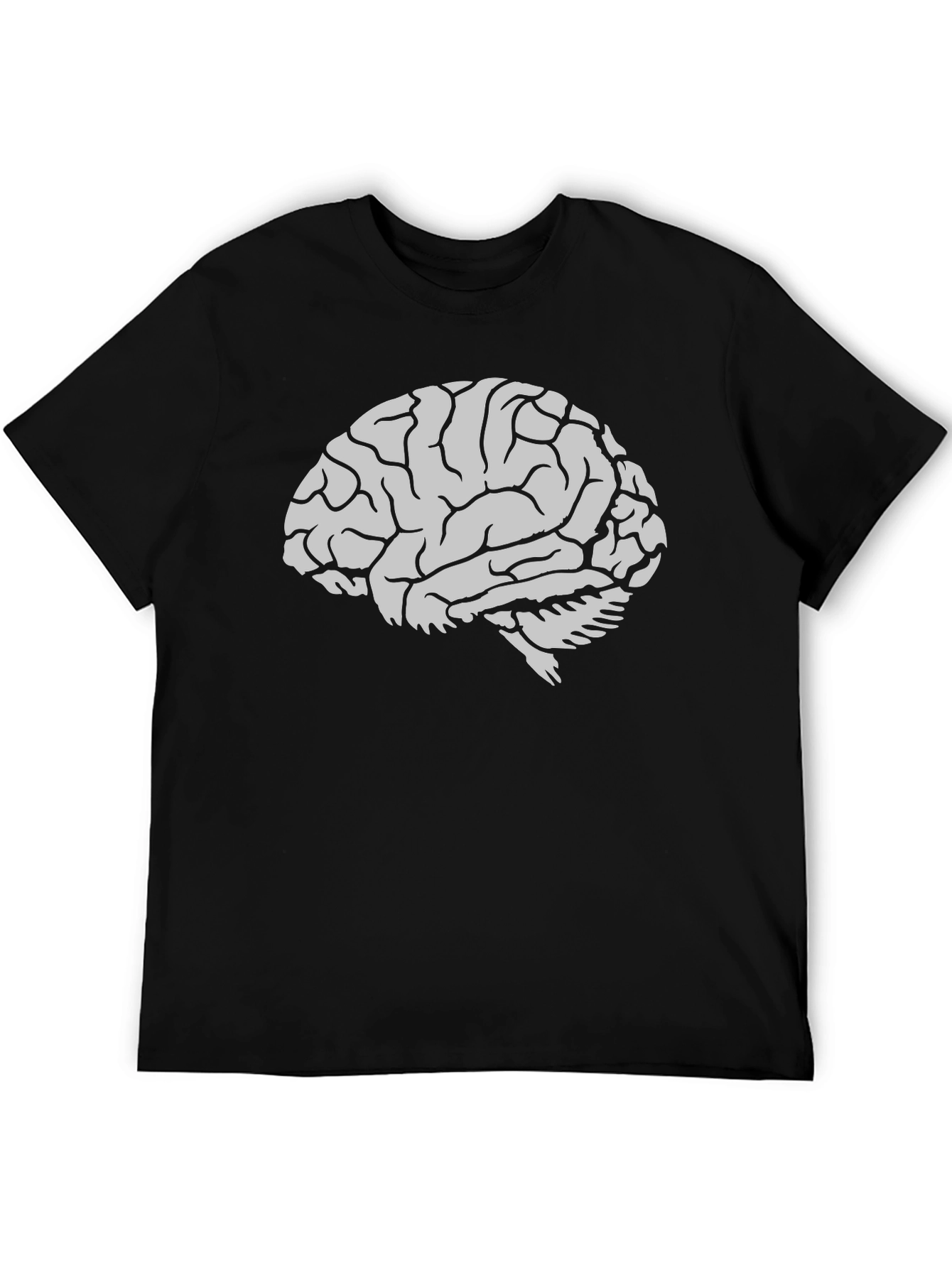 Brain Graphic Tee - Black Cotton Mens T-Shirt