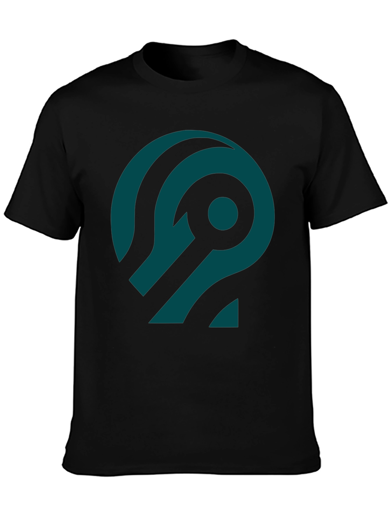 Abstract Teal Design Black T-Shirt