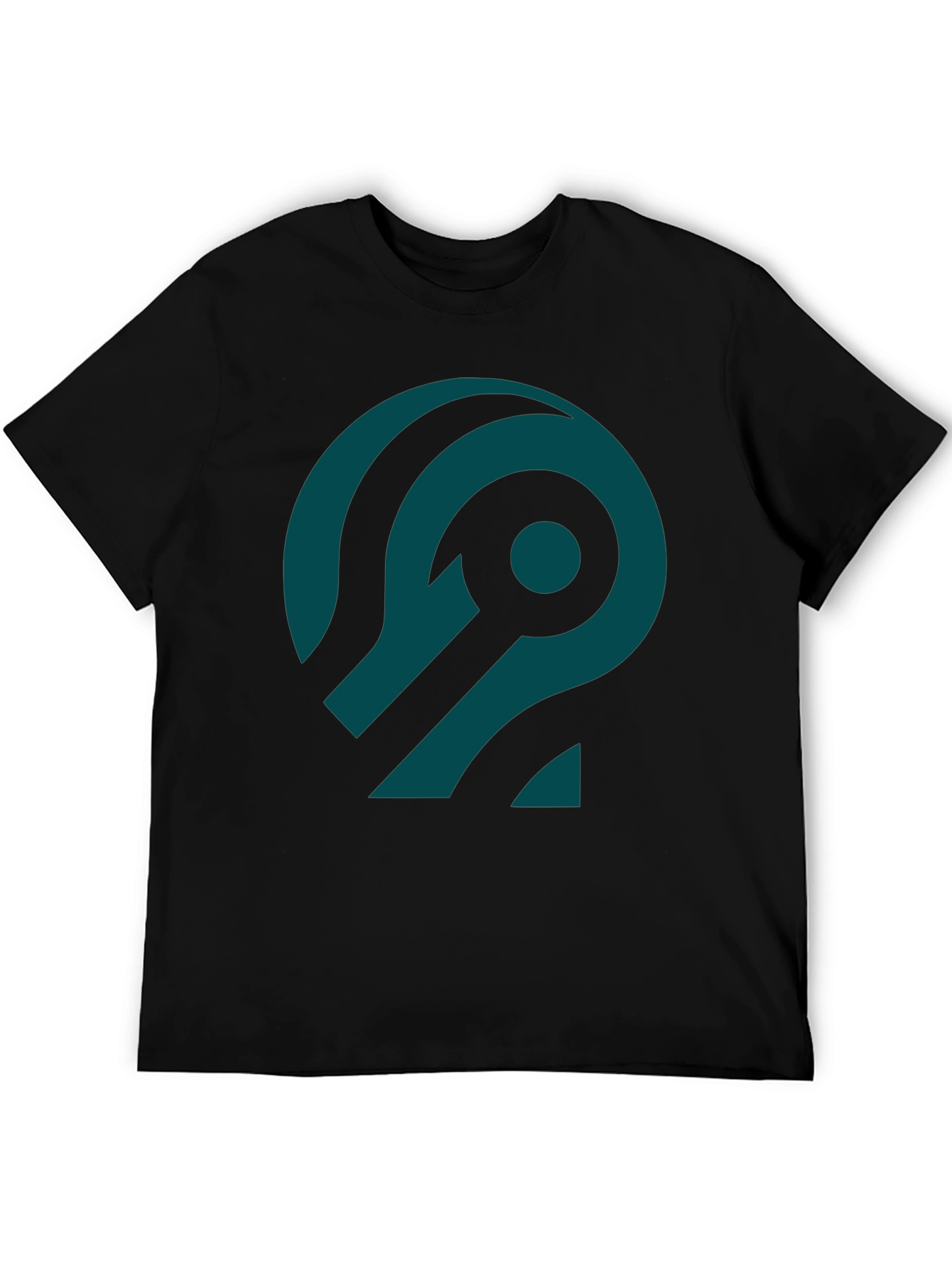 Abstract Teal Design Black T-Shirt