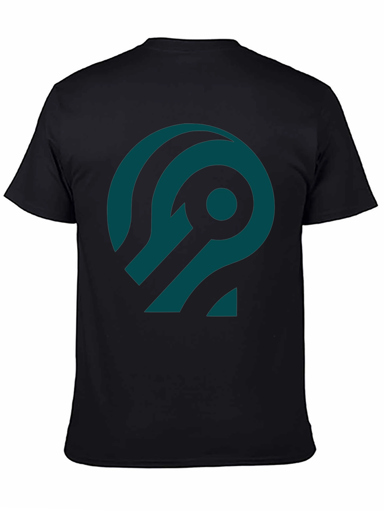 Abstract Teal Design Black T-Shirt