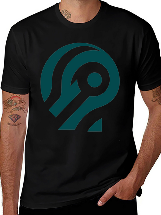 Abstract Teal Design Black T-Shirt