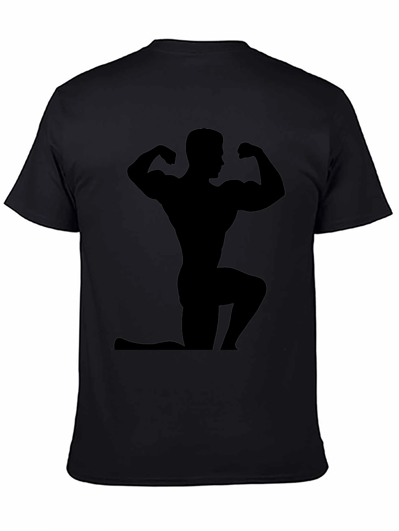 Silhouette Muscle Man Black T-Shirt - Gym Fitness Apparel