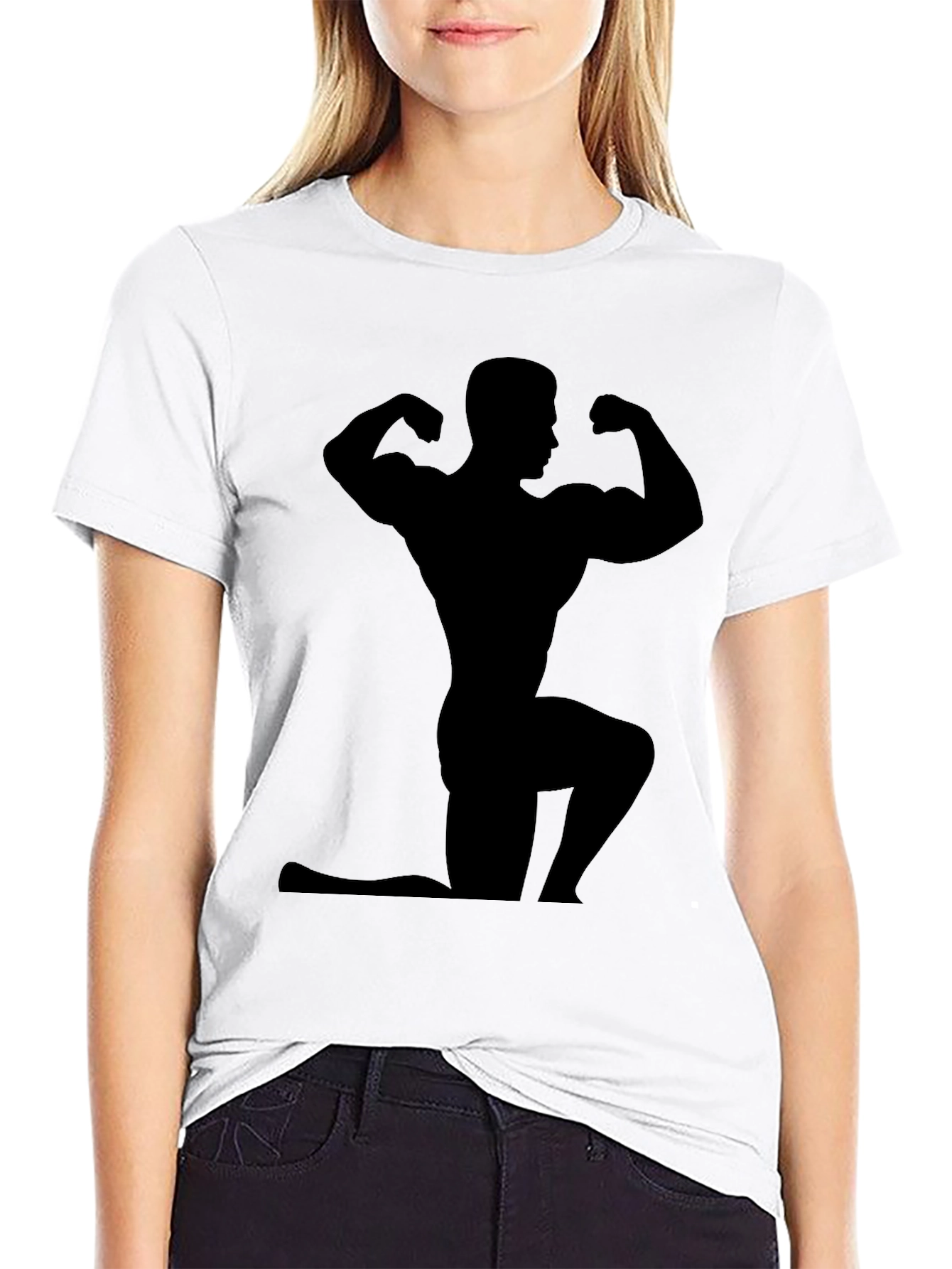 Silhouette Muscle Man Black T-Shirt - Gym Fitness Apparel