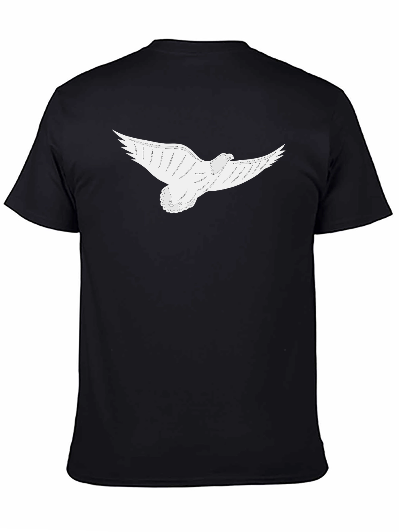 Black Tee with White Dove Graphic