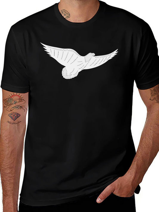 Black Tee with White Dove Graphic